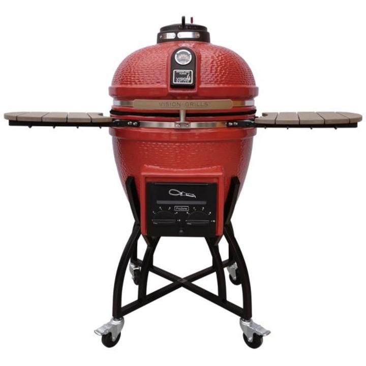 Kamado Professional Ceramic Charcoal Grill in Chili Red with Grill Cover