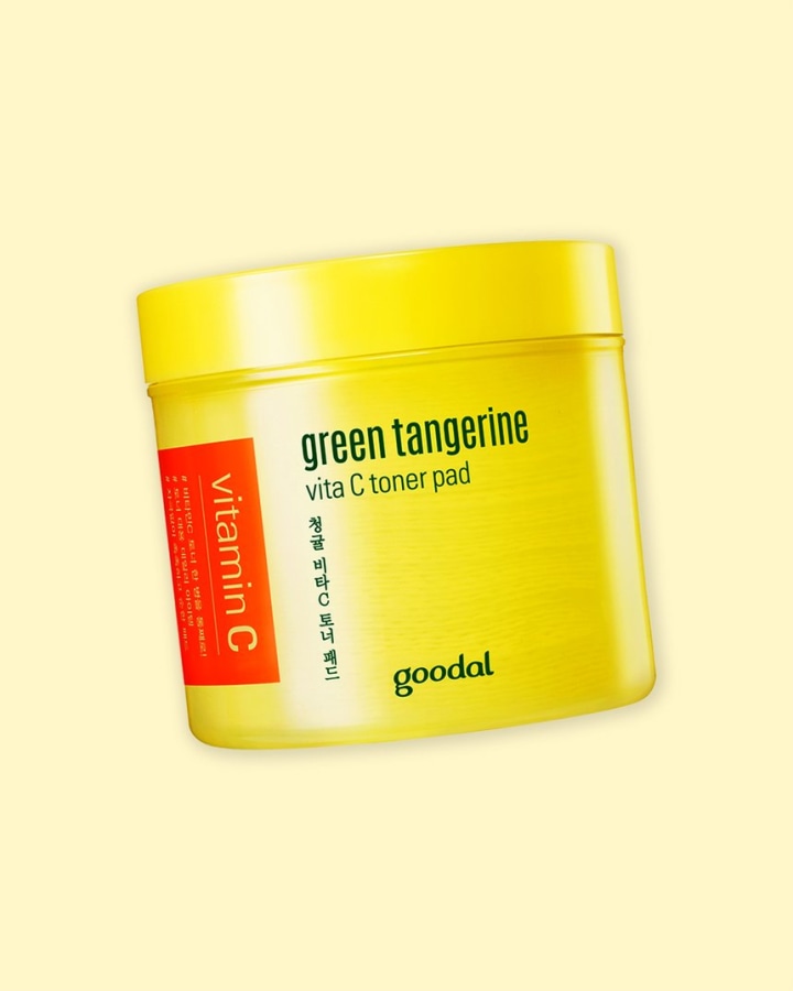 Goodal Green Tangerine Vitamin C Toner Pads with '5-in-1' Effect | Exfoliates, Tones, Brightens, Moisturizes, and Detoxifies Sensitive Skin (70 Pads)