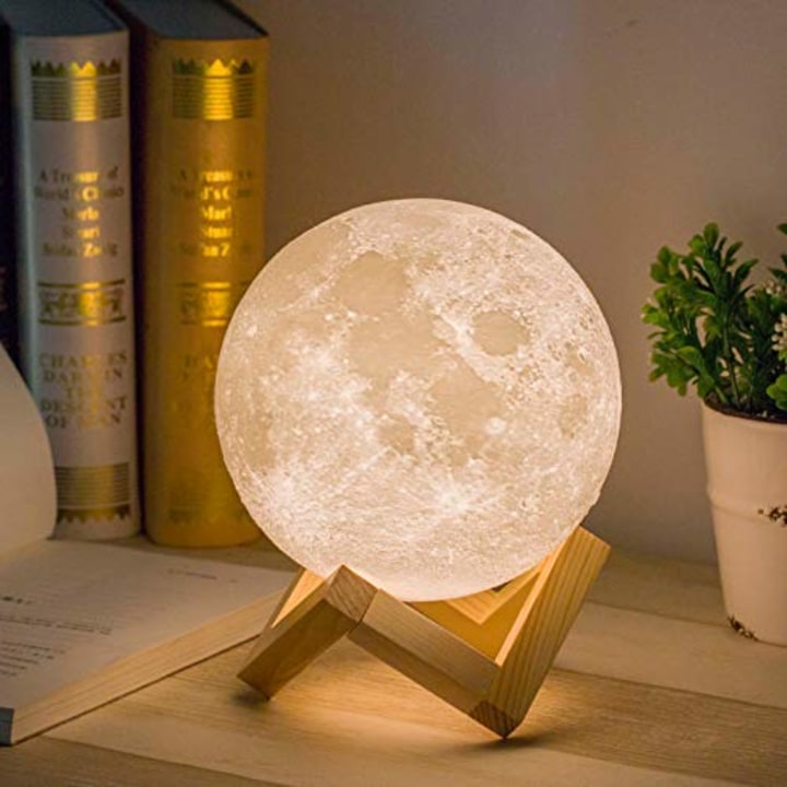 Mydethun Moon Lamp Moon Light Night Light for Kids Gift for Women USB Charging and Touch Control Brightness Warm and Cool White Lunar Lamp (5.9 inch)
