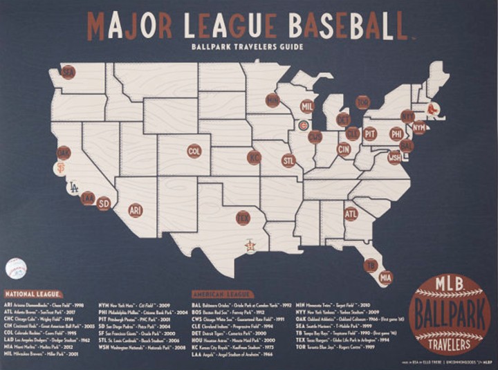 MLB Ballpark Traveler's Map