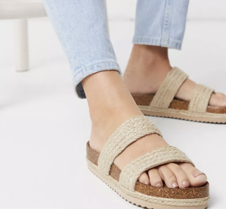 Summer Flat Sandals for Women Chic Three-Color Stitching 2019 New Summer Beach Open Toe Comfortable Non-slip Wear Resistant Shopping Appointment Garden Walking