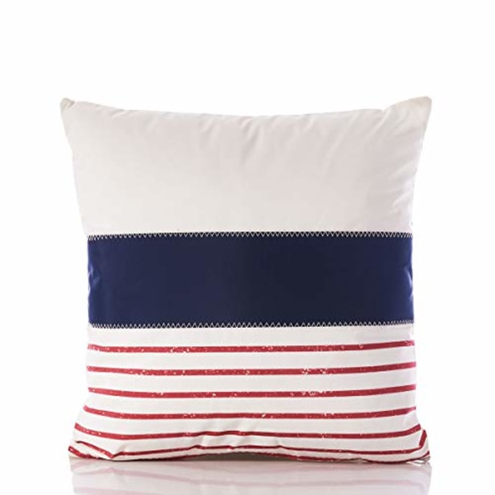 Sea Bags Recycled Sail Cloth Red Mariner Stripe Pillow