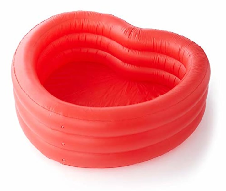 Ban.do Red Heart-Shaped Inflatable Swimming Pool, Large Blow Up Pool Fits 2-3 Adults, Red Heart