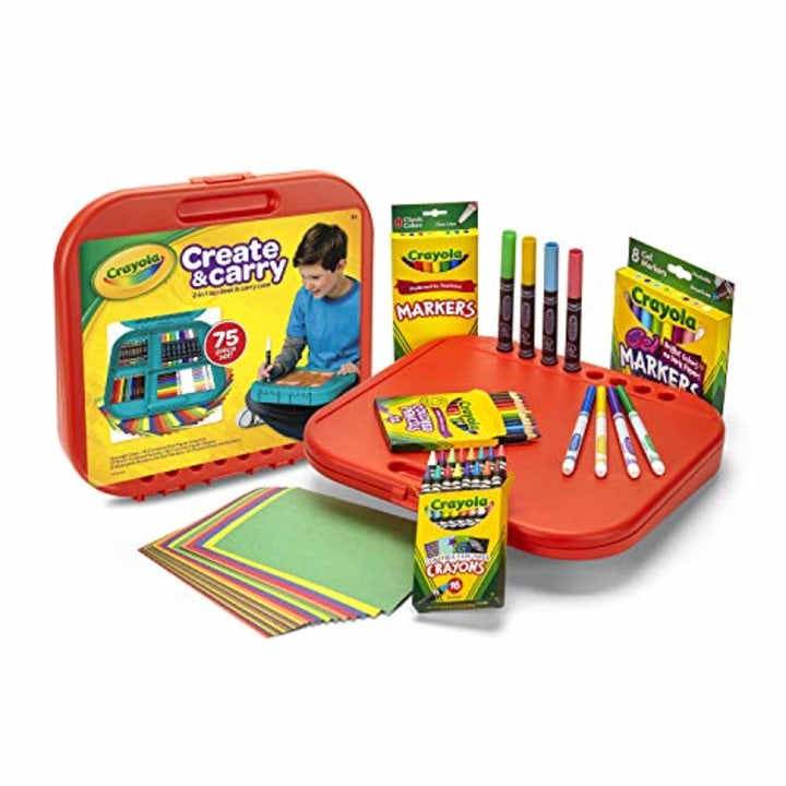 Crayola Create &#039;N Carry Art Set, 75 Pieces, Art Gift for Kids, Ages 5 &amp; Up