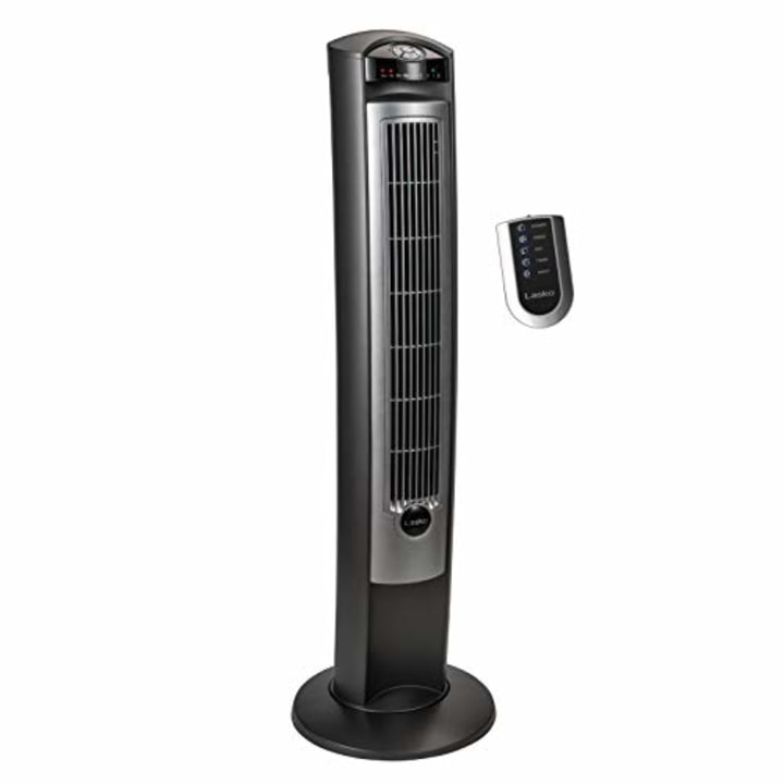 Lasko Portable Electric 42&quot; Oscillating Tower Fan with Nighttime Setting, Timer and Remote Control for Indoor, Bedroom and Home Office Use, Silver T42951