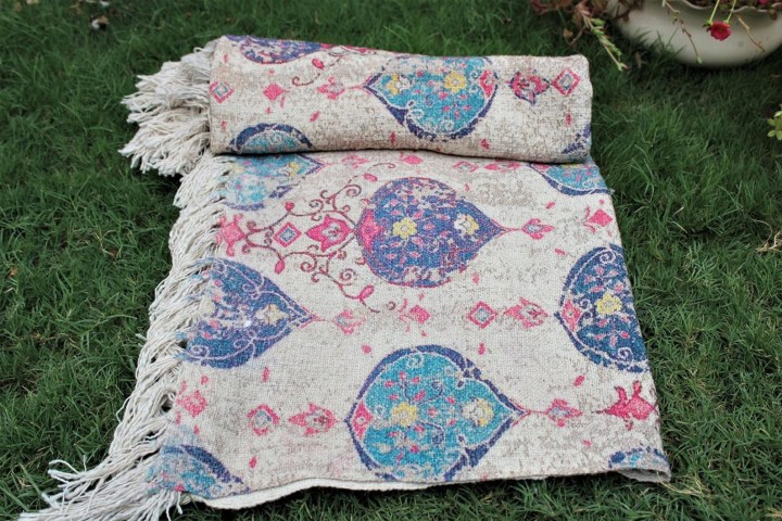Persian Printed Cotton Throw Blanket Boho Chick Blanket, Decorative Sofa Throw, Beach Blanket Home Decor Throw Picnic Throw