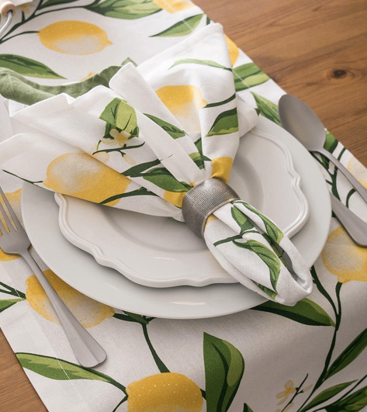 Design Imports Lemon Bliss Print Table Runner