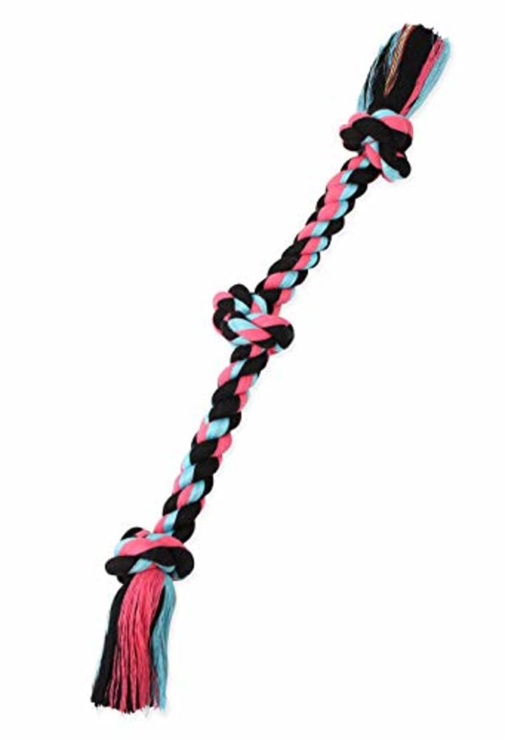 2 Pcs Interactive Dog Rope Toys Natural Cotton Color Rope Tug Toys Dog Chew Rope Toys for Medium and Large Dogs