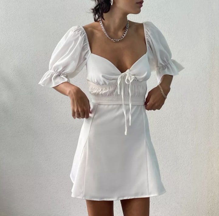 Urban Outfitters Eggie Magnolia Puff Sleeve Mini Dress