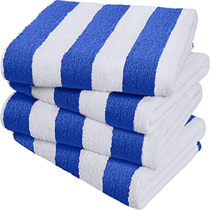 Lot 2 Sun Squad Travel Beach Towels 28"x58” Blue& White Striped 100 Oeko-Tex NEW 
