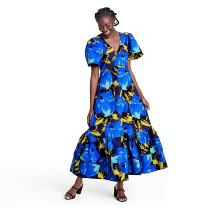 Floral Puff Sleeve Tiered Dress - Christopher John Rogers for Target Blue
