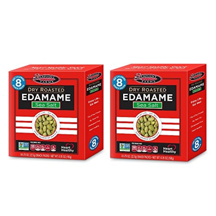 Seapoint Farms Edamame Dry Roasted Lightly Salted, 8 - 0.79 oz Snack Packs (6.35 oz Net Wt.) - Pack of 2