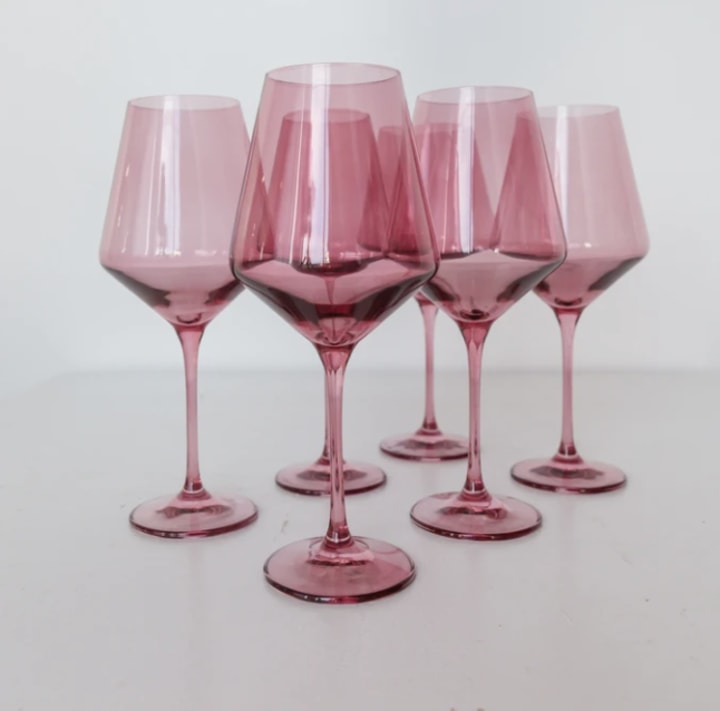 Estelle Colored Wine Stemware in Rose