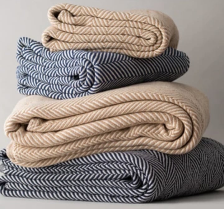 American Blossom Linens Organic Cotton Herringbone Weave Blanket