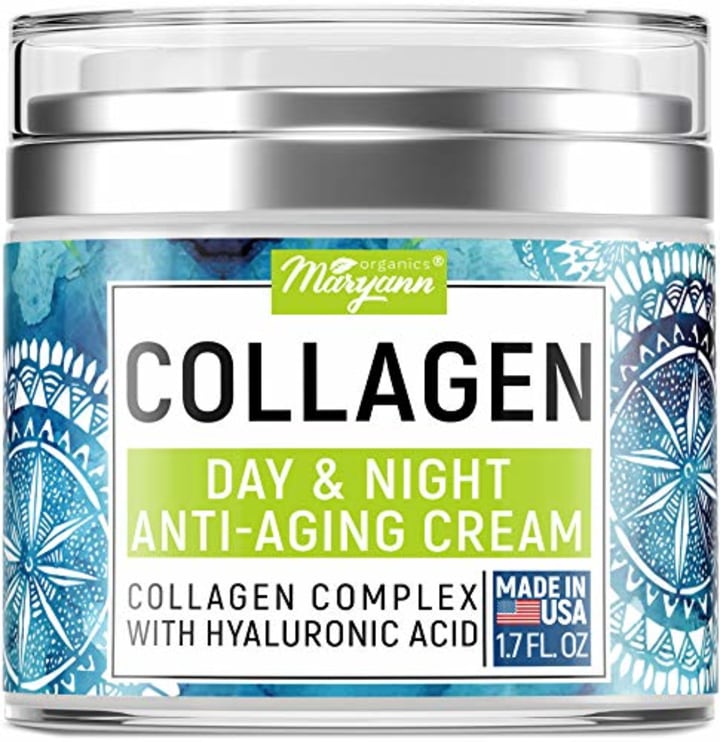 Maryann Organics Collagen Cream - Anti Aging Face Moisturizer - Day &amp; Night - Made in USA - Natural Formula with Hyaluronic Acid &amp; Vitamin C - Firming Cream to Smooth Wrinkles &amp; Fine Lines - 1.7Oz