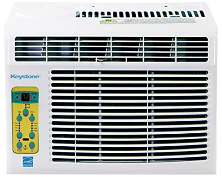 Keystone, KSTAW05BE 5,000 BTU Window-Mounted Air Conditioner with Follow Me LCD Remote Control, 12.000, White