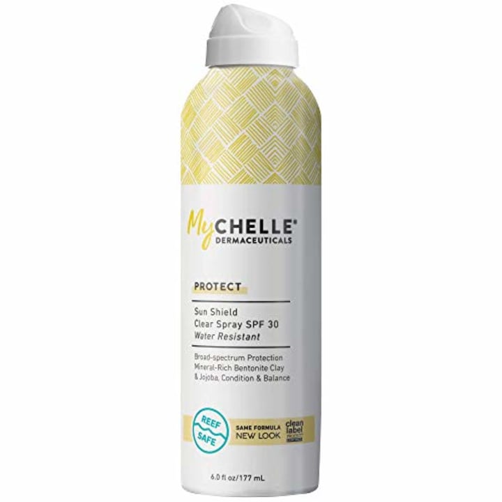 MyChelle Dermaceuticals Sun Shield Clear Spray Spf 30 With Zinc-Oxide, Water-Resistant &amp; Non-Aerosol Spray, Broad Spectrum, Sunscreen for All Skin Types, 6 Fl Oz