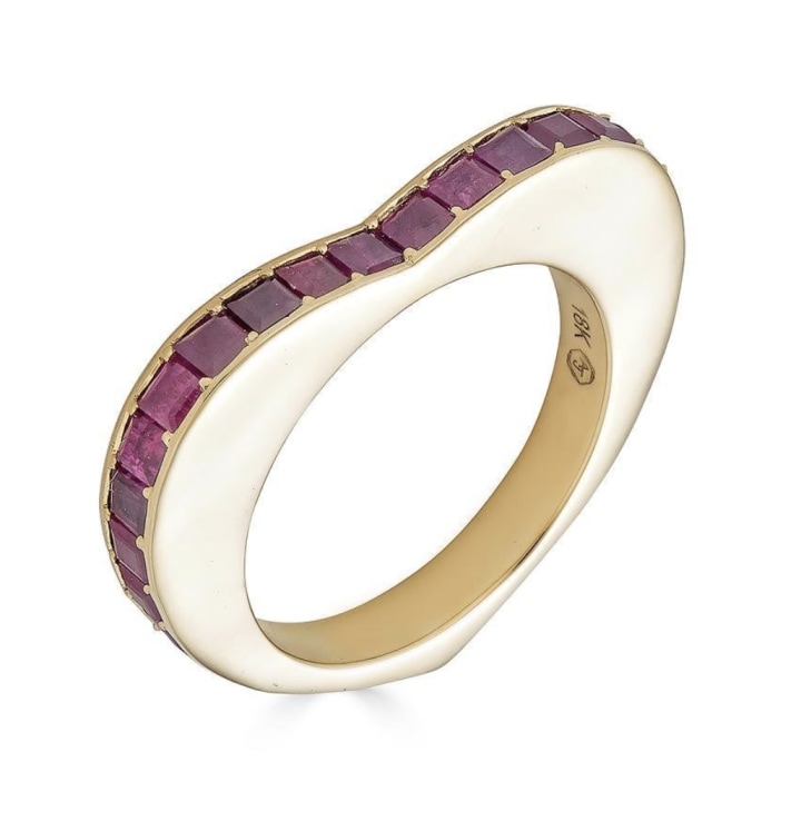 Simple Ring 18k Gold Ring Wedding Ring Purple Gem Ring 18k Gold Gift for her. Gold Ring Vintage Ring 18k Gold Rings For Women