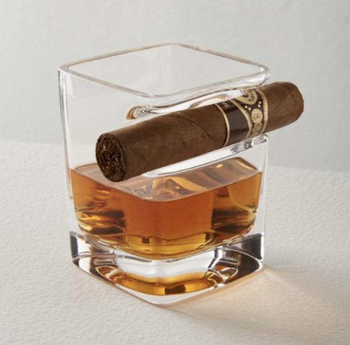 Tommy Bahama Corkcicle Cigar Rest Whisky Wedge Glass