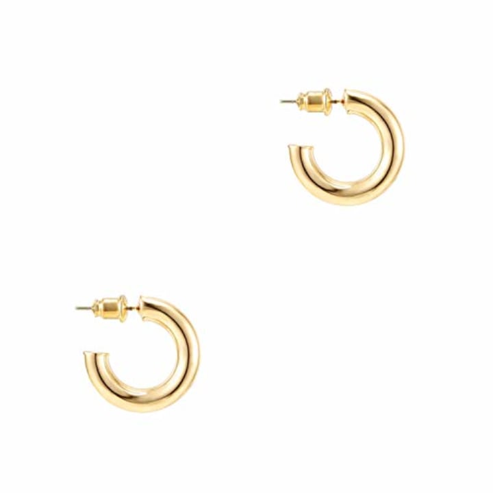 Pavoi 14k Gold Hoop Earrings For Women 20mm | Thick Infinity Gold Hoops Women Earrings | Gold Plated Loop Earrings For Women | Lightweight Hoop Earrings Set For Girls