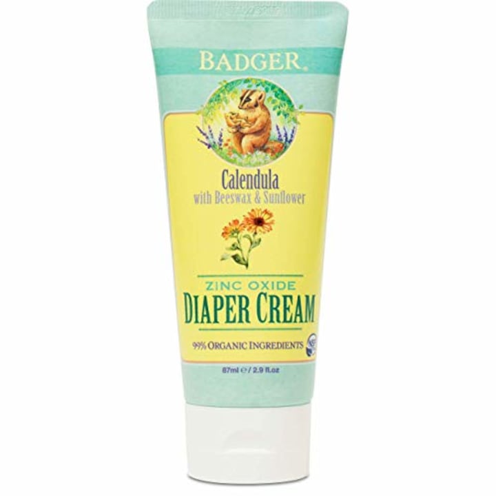 Badger Balm Baby Zinc Oxide Diaper Cream, Calendula with Beeswax &amp; Sunflower - 2.9 oz