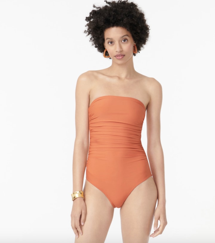 J. Crew Ruched Bandeau One-Piece Swimsuit