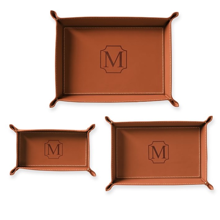 Mark &amp; Graham Rustic Leather Catch All Tray