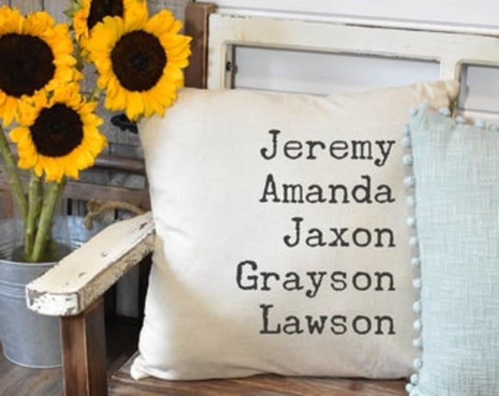 Family Names Custom Pillow- Family Pillow- Personalized Names Throw Pillow Cover -Customized Pillow Cover- Housewarming Gift