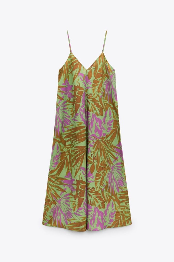 Zara Printed Linen Blend Dress