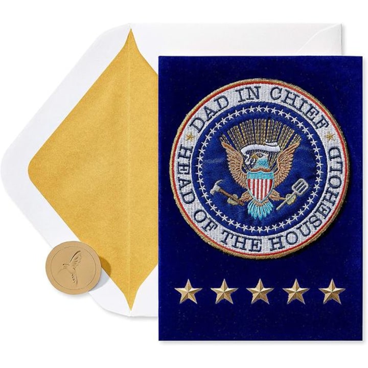 Papyrus Father&#039;s Day Card (Dad in Chief, Patriotic Patch). Best Father's Day Cards 2021.