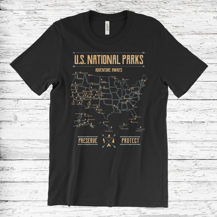 QualityAppearance US National Parks Map T-Shirt