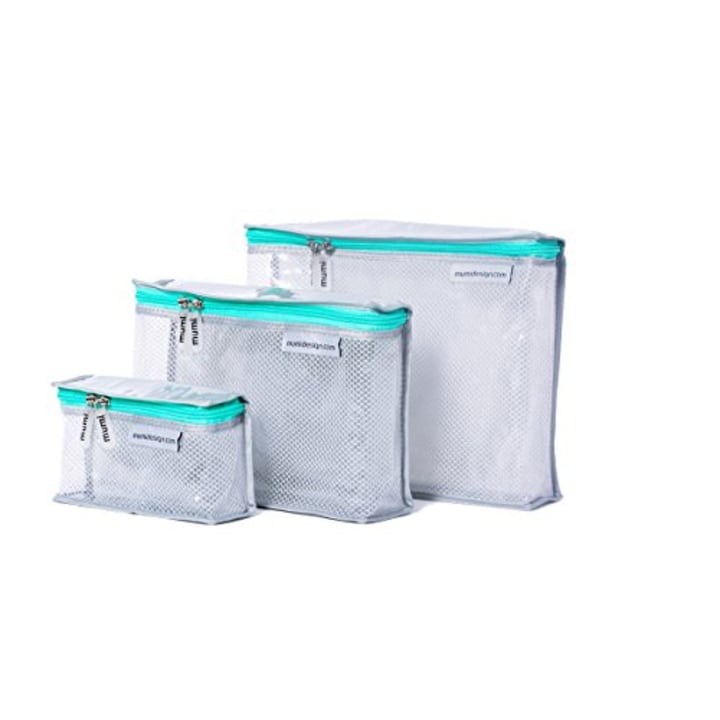 mumi Toiletry Bags | Water-resistant | Perfect for Travel | Smart and Stylish | Durable Nylon Material | Set of 3 Travel Toiletries Organizer Bags (Aqua)