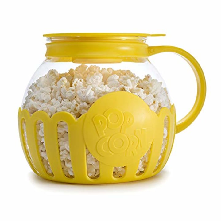Ecolution Original Microwave Micro-Pop Popcorn Popper, Borosilicate Glass, 3-in-1 Lid, Dishwasher Safe, BPA Free, 3 Quart Family Size, Yellow
