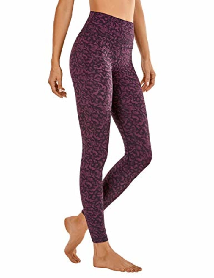 CRZ YOGA Women&#039;s Naked Feeling Workout Leggings 25 Inches - 7/8 High Waist Yoga Tight Pants Leopard-Print 6 Large