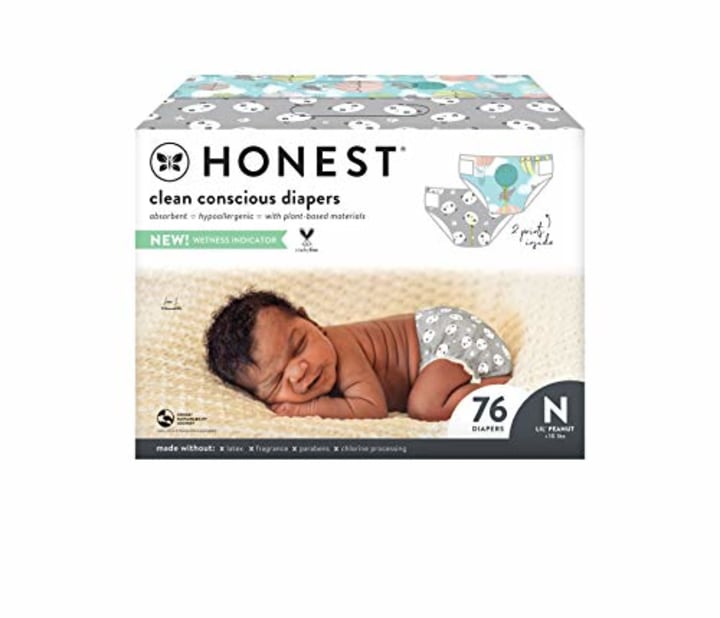 The Honest Company, Club Box, Clean Conscious Diapers, Above It All + Pandas, Size Newborn, 76 Count (Packaging + Print May Vary)