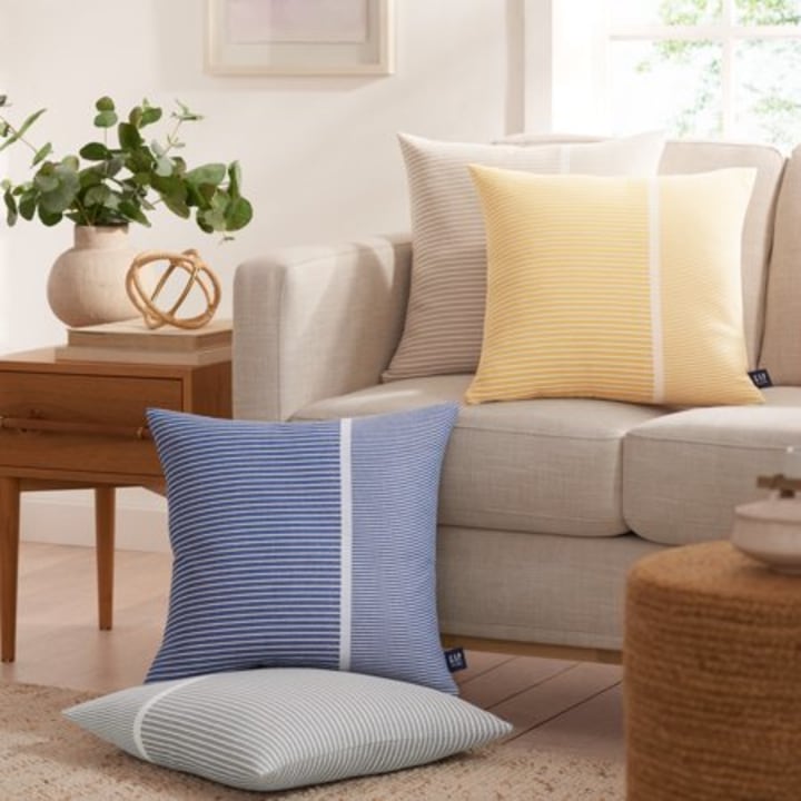 Gap Home Asymmetrical Stripe Decorative Square Throw Pillow Grey 20&quot; x 20&quot;