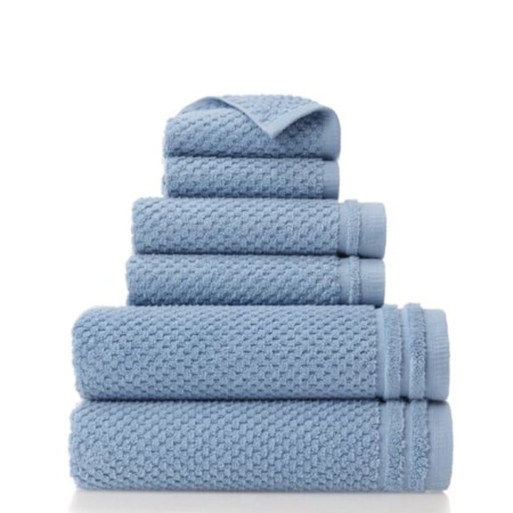 Gap Home Sculpted Organic Cotton 6 Piece Bath Towel Set Blue