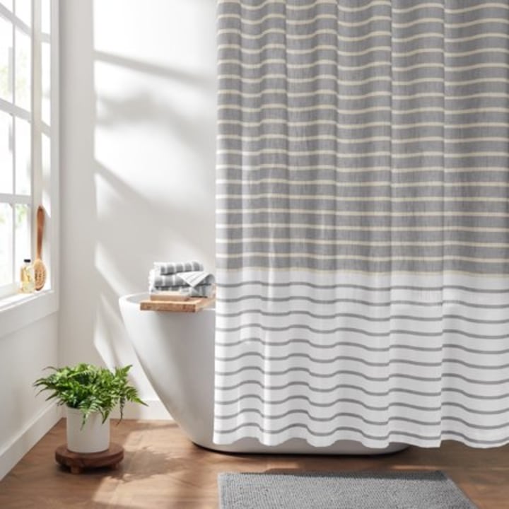 Gap Home Easy Stripe Organic Cotton Shower Curtain Gray 72&quot;x72&quot;