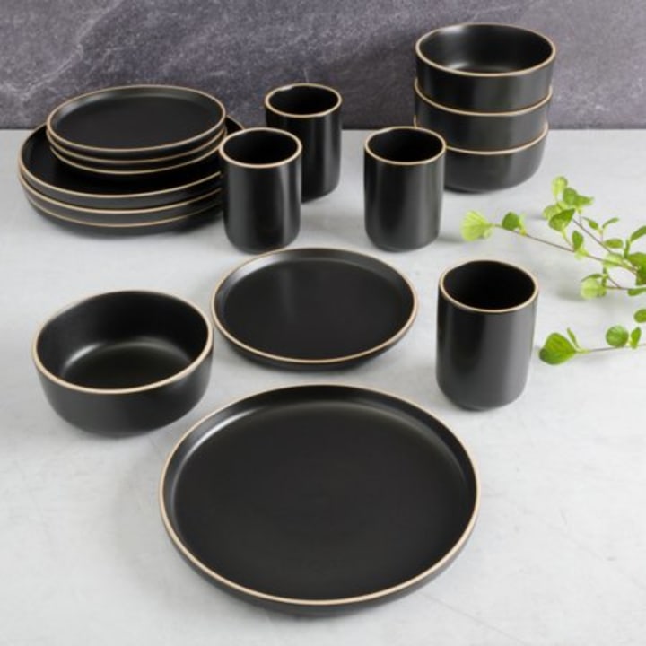 Gap Home 16-Piece Round Black Stoneware Dinnerware Set