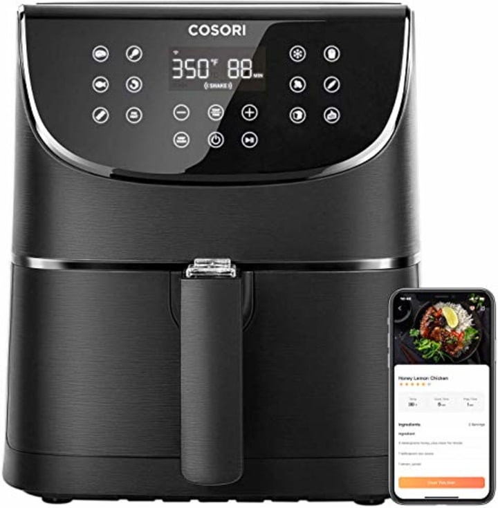 COSORI Smart WiFi Air Fryer(100 Recipes), 13 Cooking Functions, Keep Warm &amp; Preheat &amp; Shake Remind, Works with Alexa &amp; Google Assistant, 5.8 QT, Black