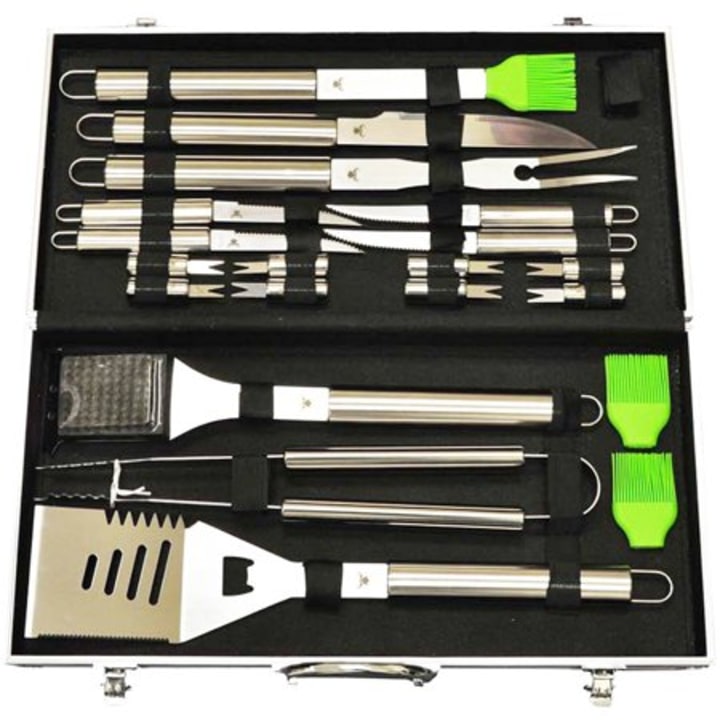 20-Piece Stainless-Steel BBQ Tool Kit, Strong, Sturdy, Heavy Duty Grilling Tool Kit in Portable Aluminium Carrying Case, Dishwasher Safe