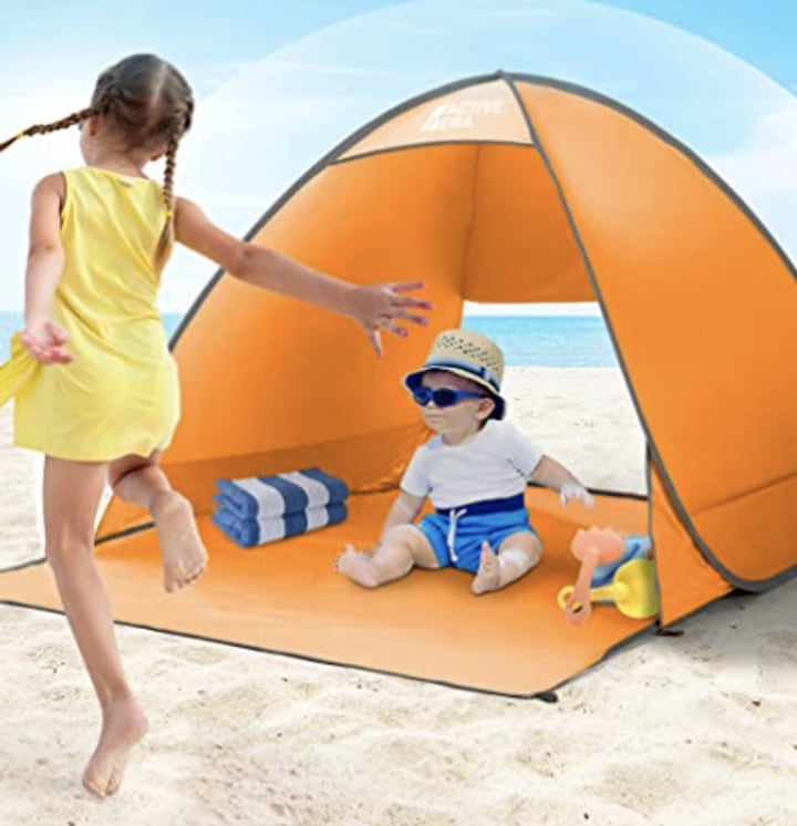 Beach Sun Shelter,Instant Sun Protection Canopy with Zippered,Beach Lounge Chair Boat,Anti-UV Mini Automatic Shade Tent Canopy for Outdoor Picnic Beach Camping 