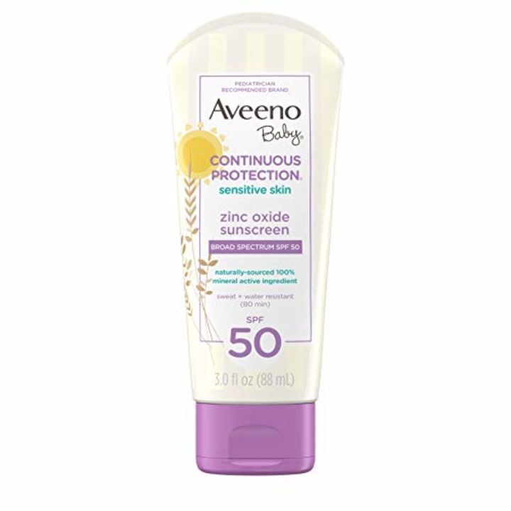 Aveeno Baby Continuous Protection Zinc Oxide Suncreen Lotion, Broad Spectrum SPF 50
