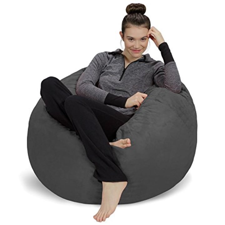 Sofa Sack - Plush, Ultra Soft Bean Bag Chair - Memory Foam Bean Bag Chair with Microsuede Cover - Stuffed Foam Filled Furniture and Accessories for Dorm Room - Charcoal 3&#039;