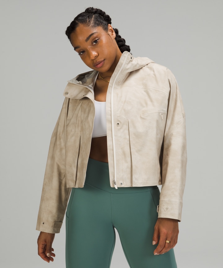 cropped rain jacket with hood