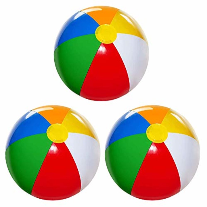 3 x BLUE INFLATABLE TRANSLUCENT BEACH BALL SWIMMING POOL KIDS TOY SWIM BLOW UP 