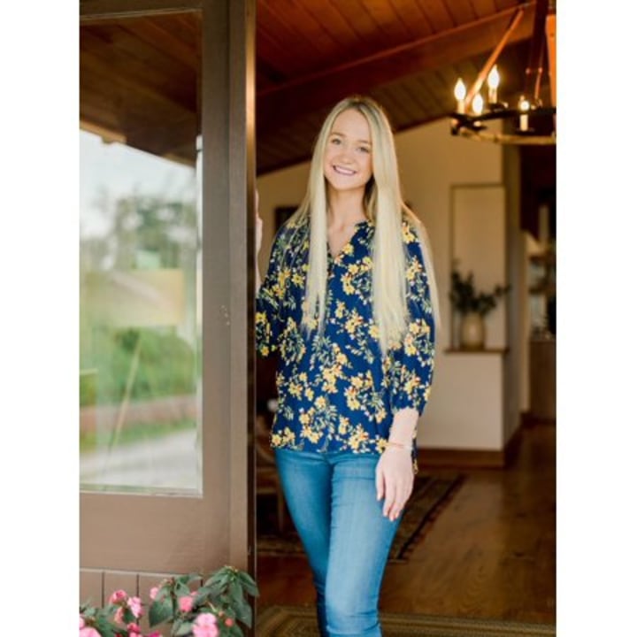 The Pioneer Woman Floral Peasant Blouse with 3/4 Sleeves