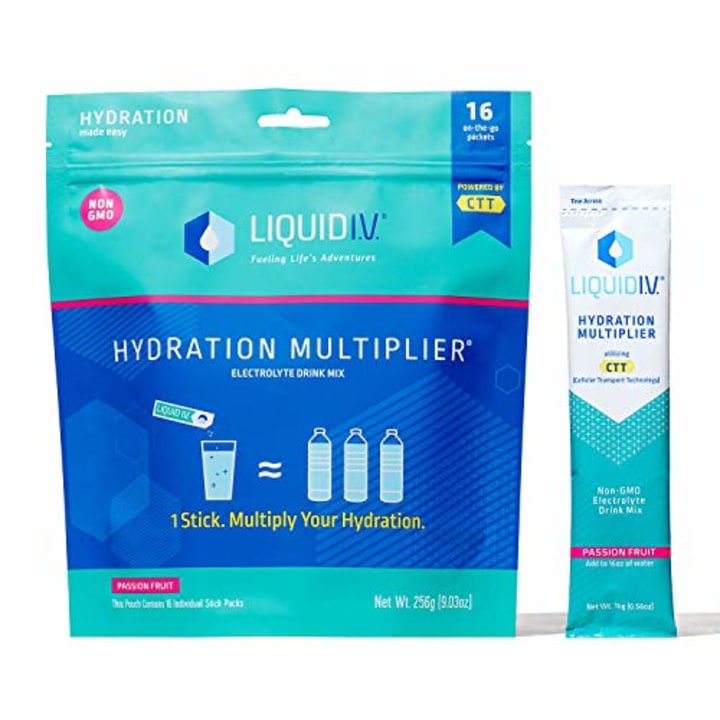 Liquid I.V. Hydration Multiplier - Passion Fruit - Hydration Powder Packets | Electrolyte Supplement Drink Mix | Low Sugar | Easy Open Single-Serving Stick | Non-GMO (Passion Fruit/16 Count)