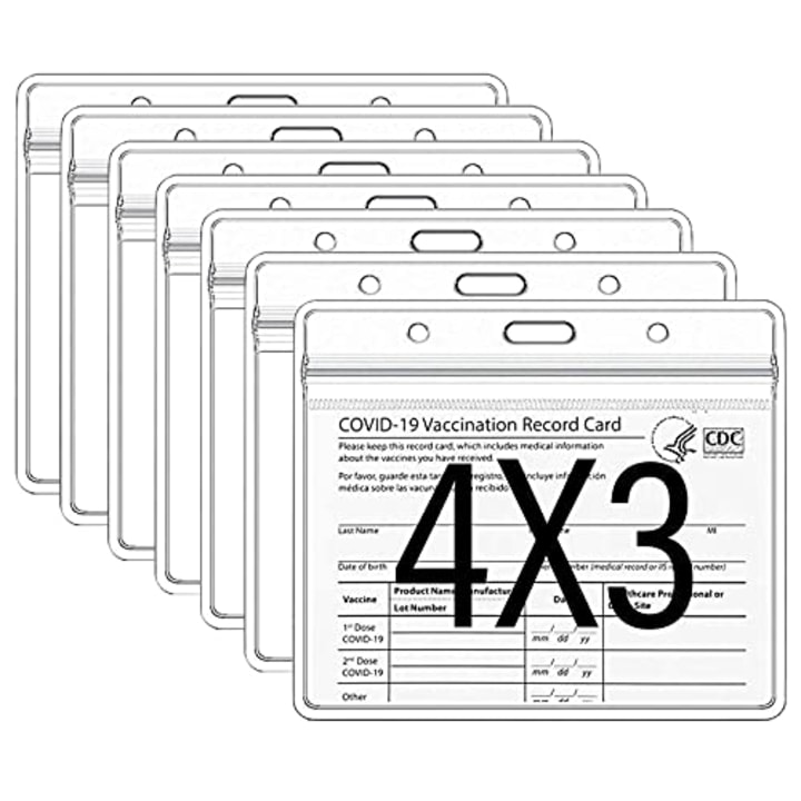 CDC Vaccine Card Protector Waterproof 7Pack Immunization Record Vaccination Cards Holder Clear Vinyl Plastic Sleeve 3 X 4 Inches with Resealable Zip for covid 19