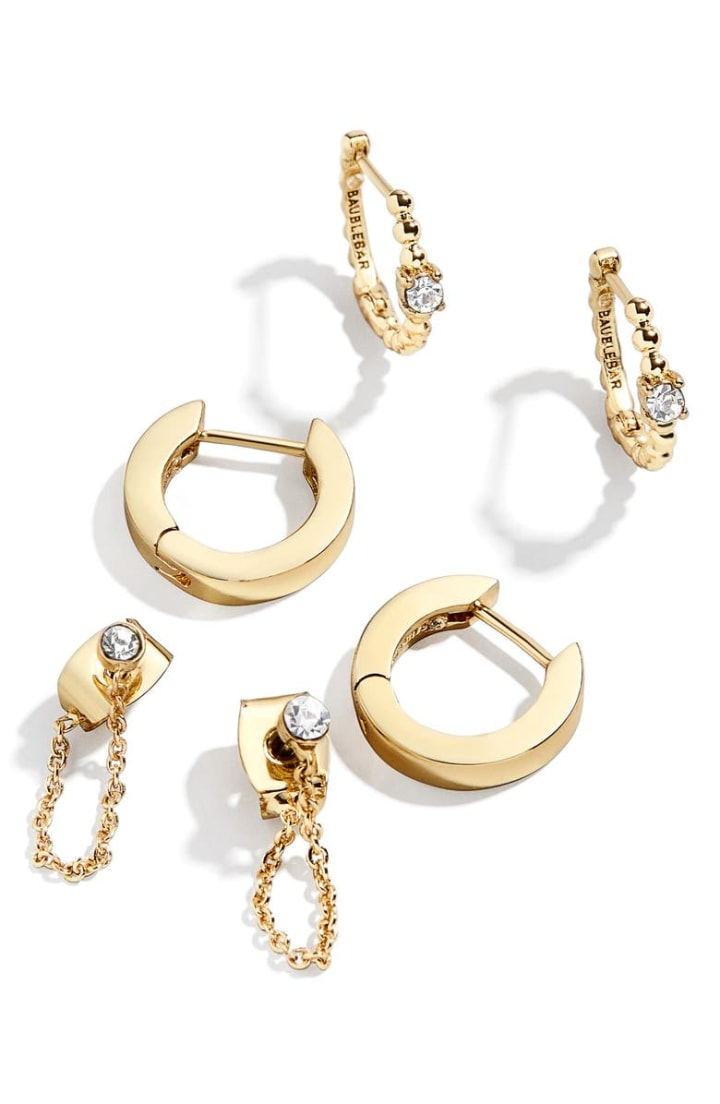 BaubleBar Hoop &amp; Chain Earrings (Set of 3)